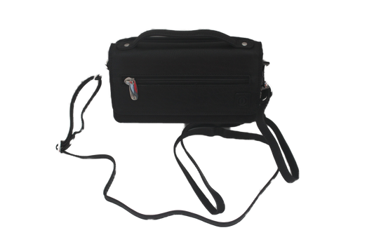 Oi zwart lederen schoudertasje met handvat / portemonneetasje met ruimte voor telefoon / All-in-one tasje en portemonnee met ruimte voor mobiel / overslagtasje / beveiligd tegen skimmen / zwart leer / 322