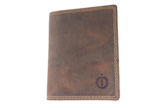 Oi Hunter bruin lederen pasjesmapje met 2 zichtvakken / dunste creditcardmapje met 2 vensters / plat hoesje voor ID of OV kaart / RFID safe / bruin leer / 395H