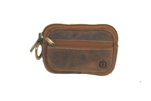 Oi Hunter bruin leren riemtasje zeer klein / kleinste etuitjes voor aan riem / sleutelbeursje / veilig 1-vaks portemonneetje / bruin leer /399H