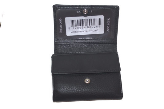 Oi zwart leren mini overslag beursje / compact portemonneetje voor dames of heren / compact drie-luik portemonneetje / kleine trifold portemonnee / RFID safe / zwart leer / 431