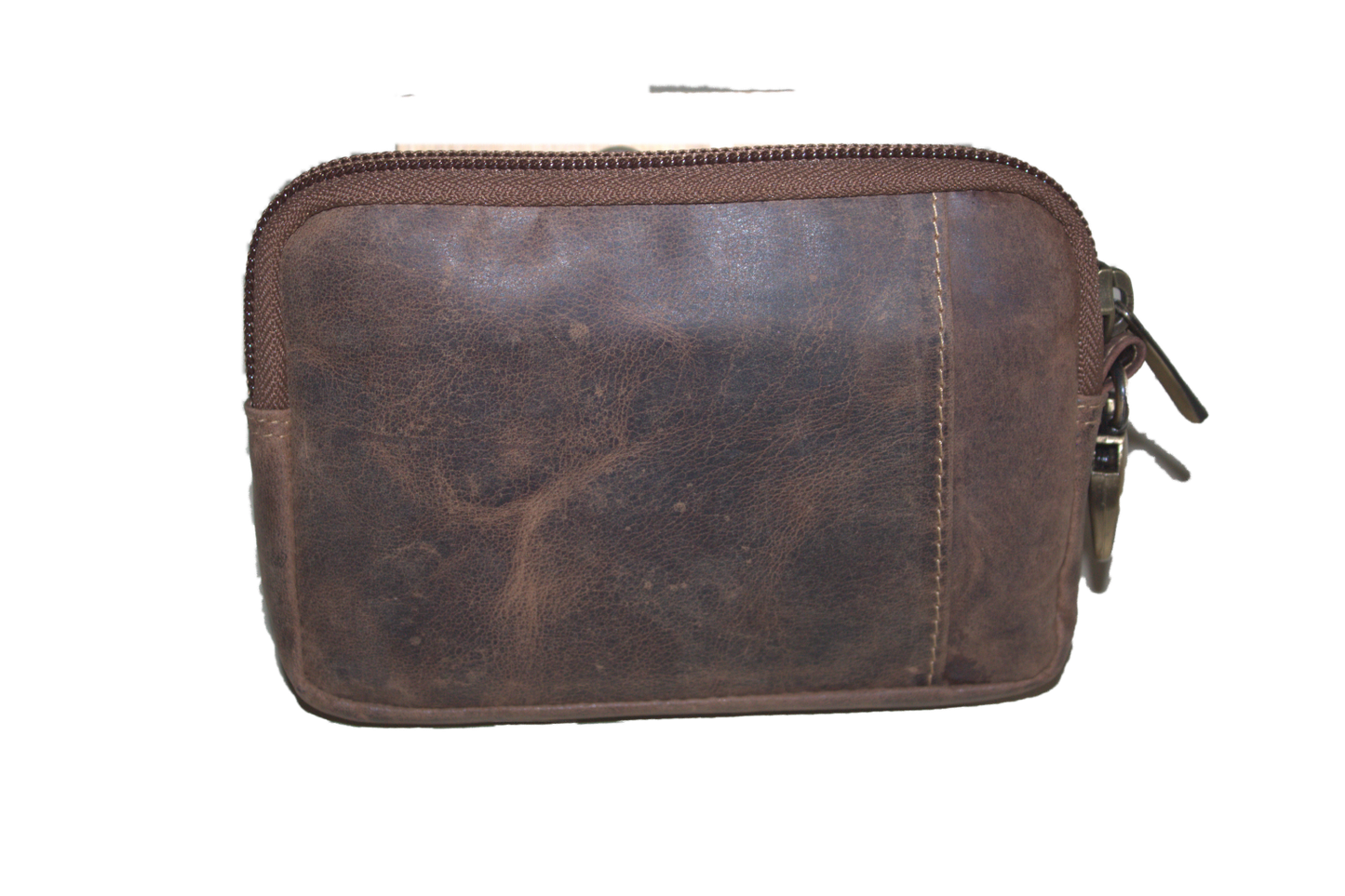 Creditcardhouder sleutelbeursje met ruimte voor kleingeld en biljetten. Hunter bruin 515H