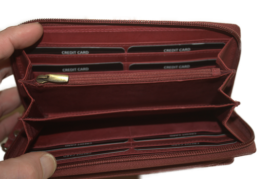 Dames portemonnee groot met afneembaar polsbandje 516NRood