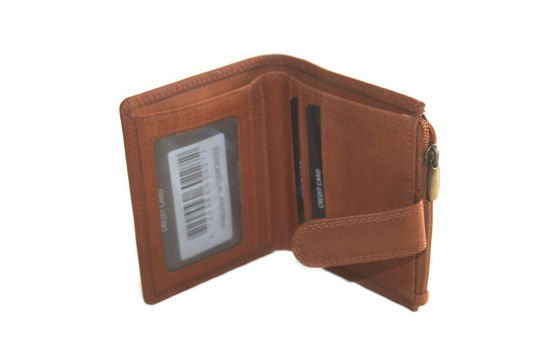 Damesportemonnee met ritsje voor kleingeld 558NR Cognac