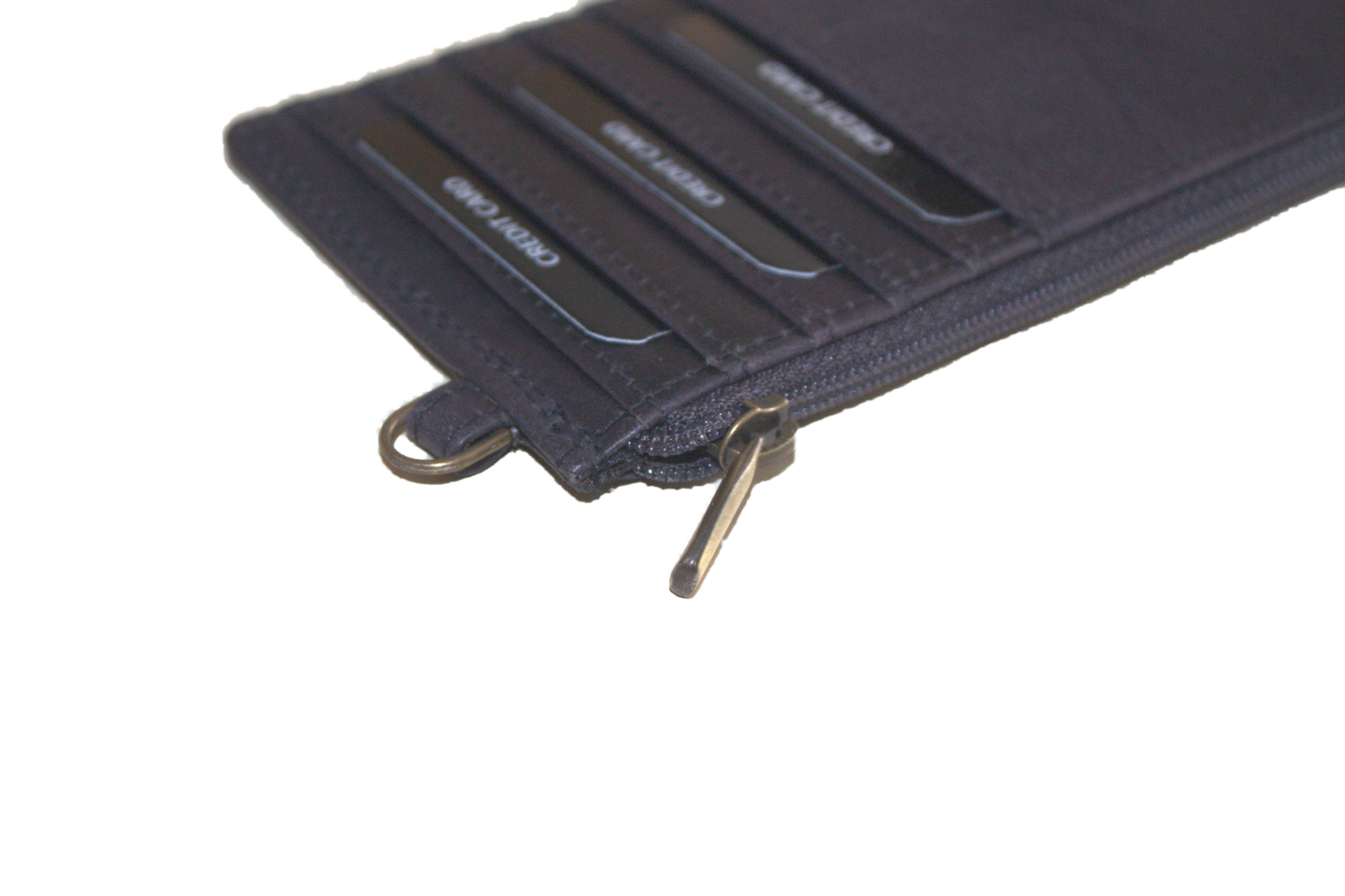 Creditcardmapje lang met rits 560NR Donker blauw