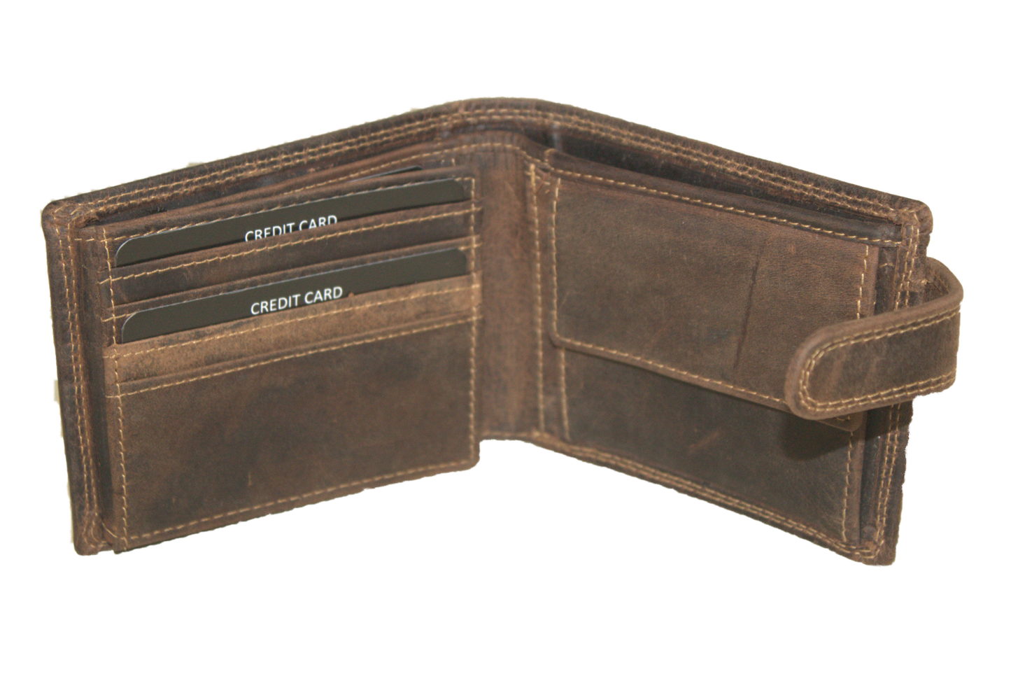 Lage kleine billfold met lip om af te sluiten 565H Hunter bruin