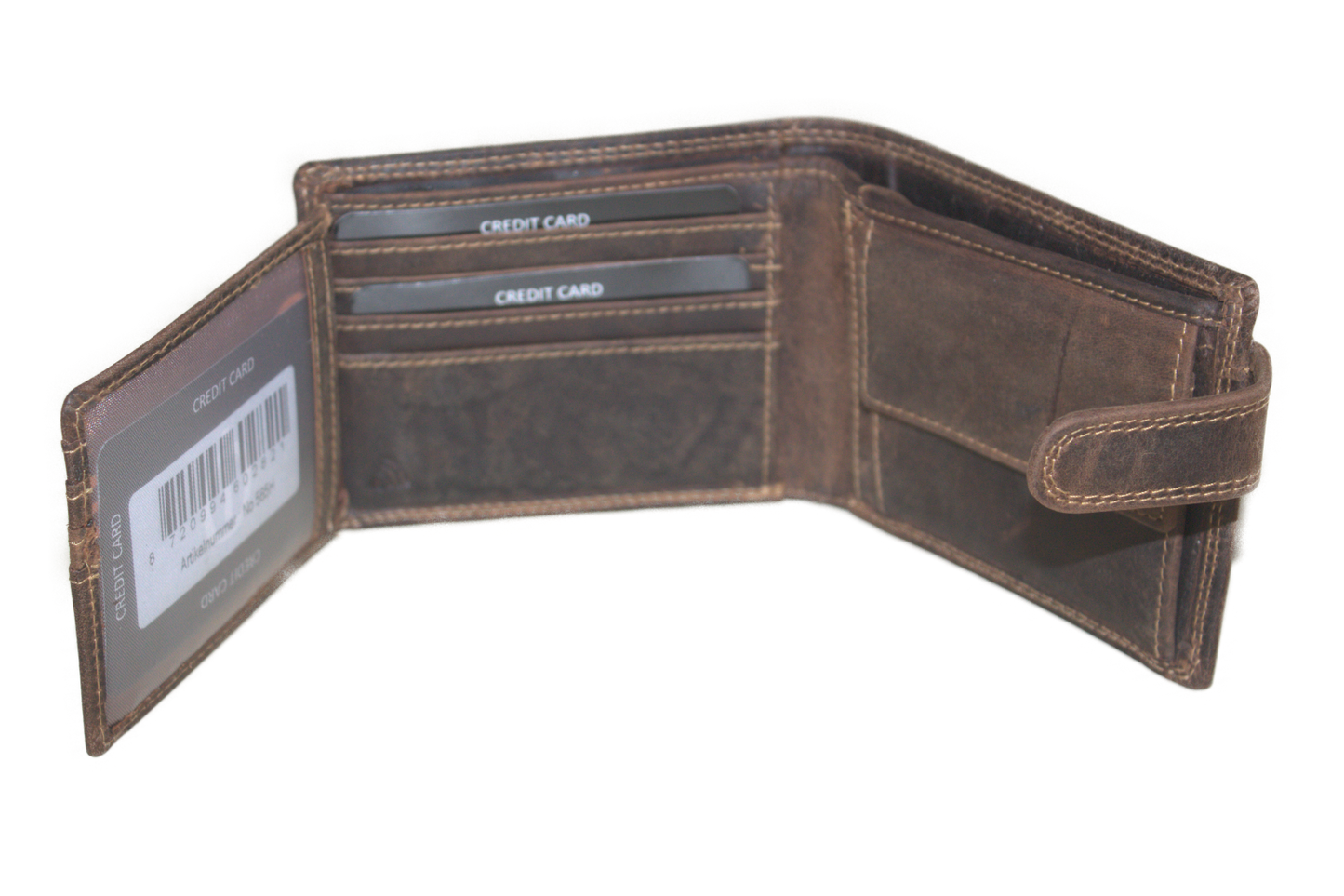 Lage kleine billfold met lip om af te sluiten 565H Hunter bruin