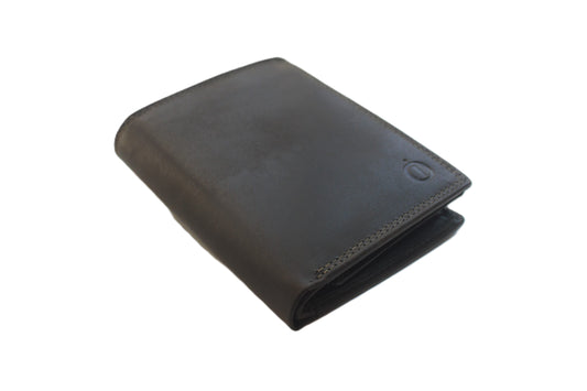 Oi donkere retro groene lederen herenportemonnee / hoog model billfold met 2 grote zichtvakken / herenbeurs voor veel pasjes met lipje binnenin / anti skim / retro groen leer / 566Green NR