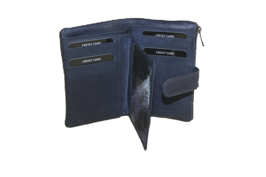 Dames portemonnee soft leder 721OW Donker blauw