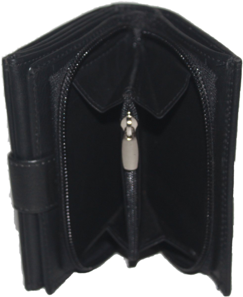 Rits portemonnee met geheim vak / zwart / skim beveiligd / hoge billfold 152