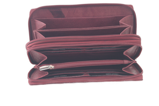 OI Dubbele rits portemonnee XL 405 Bordeaux