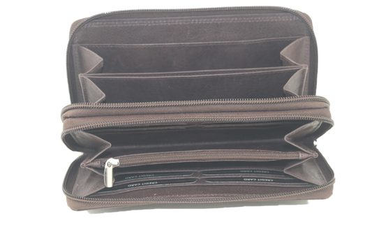 OI Dubbele rits portemonnee XL 405 Bruin