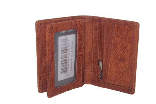 Creditcard houder / Pasjeshouder  met ruimte voor kleingeld en biljetten. Cognac 393
