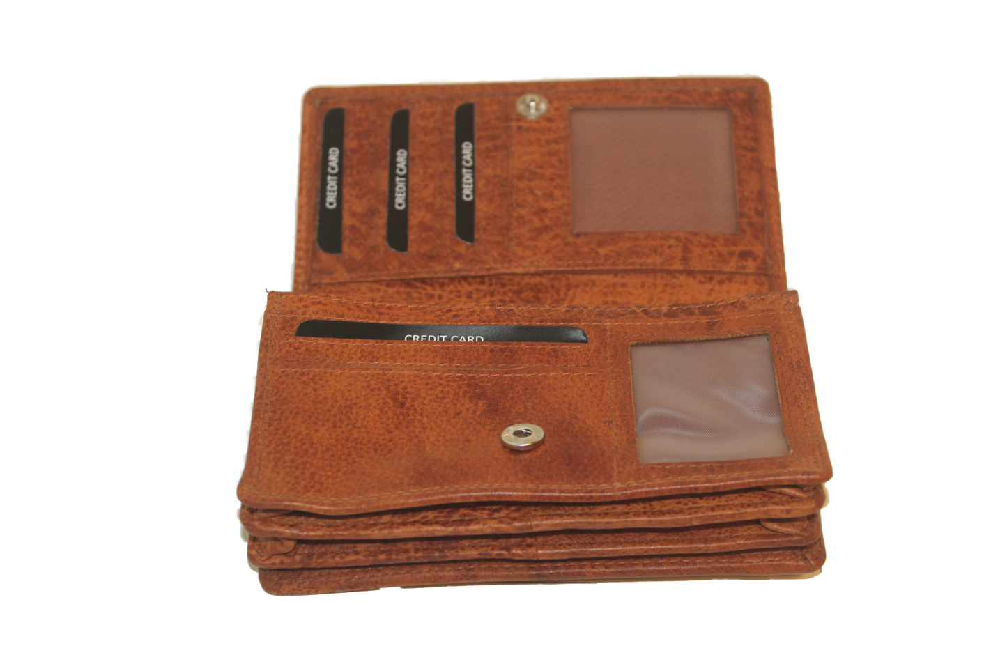 OI Europortemonnee/ overslag beurs / lange harmonica beurs voor dames / skim veilig / cognac / leder/ camel/ zand 214Cognac