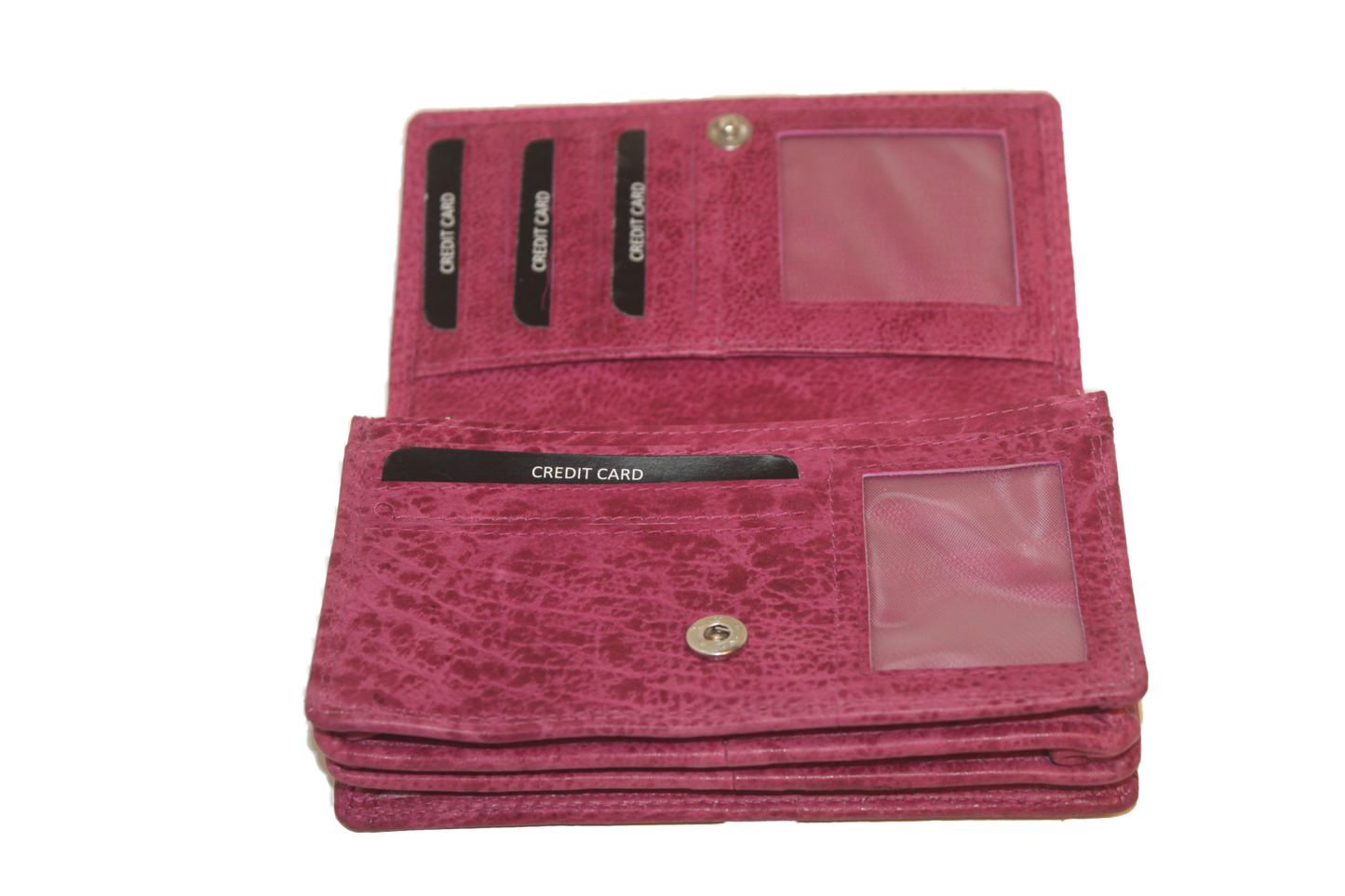 OI Europortemonnee/ overslag beurs / lange harmonica beurs voor dames / skim veilig / roze fuchsia /214 Fuchsia