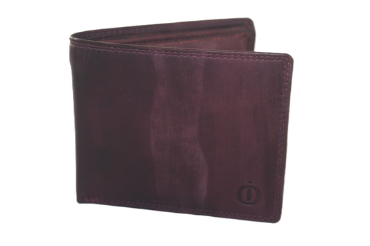 OI bordeaux rode lederen herenportemonnee / zeer platte paarse billfold laag model / dunne herenbeurs / RFID SAFE / bordo aubergine kleurig leer / 116ROBR