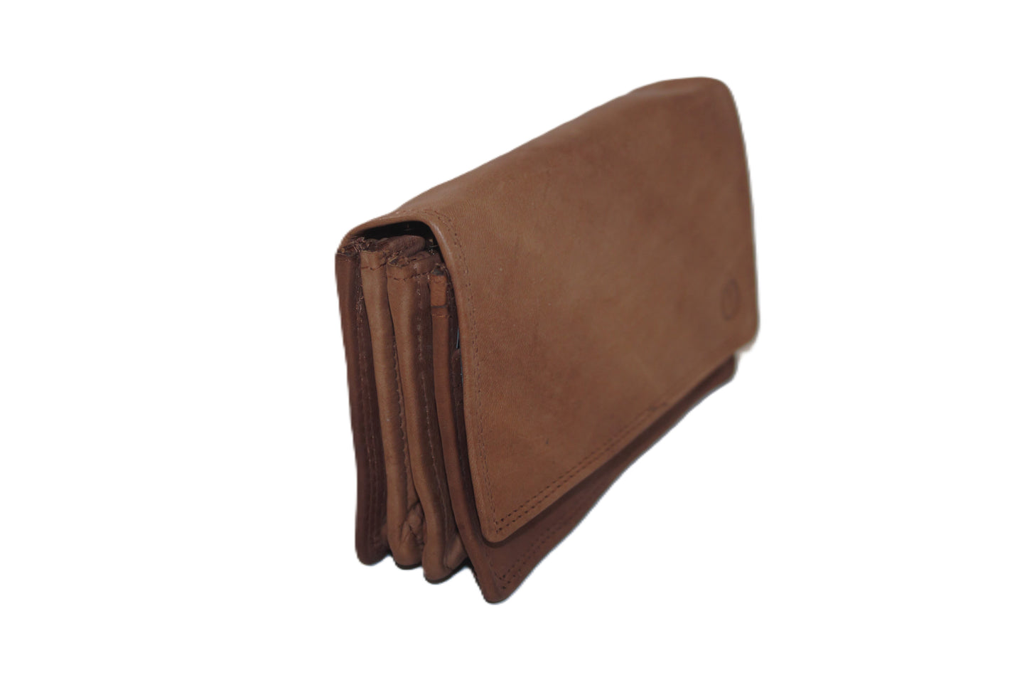 OI Europortemonnee/ overslag beurs / lange harmonica beurs voor dames / skim veilig / cognac/camel/zand 214ROT