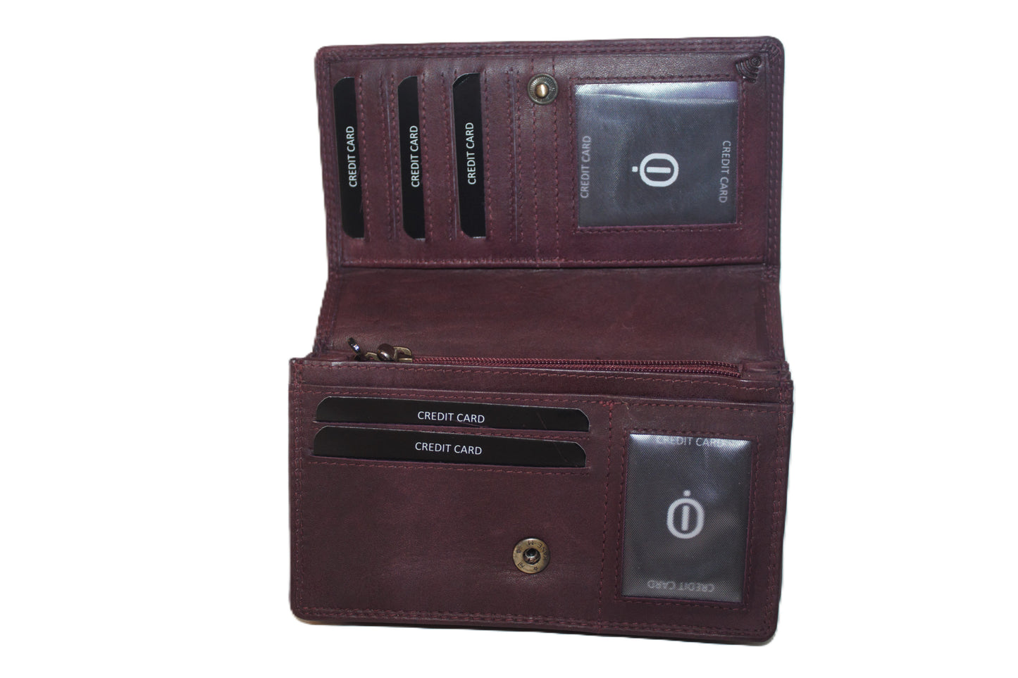 OI Europortemonnee / lange harmonica beurs voor dames / skim veilig / Bordeaux Aubergine 214ROBR