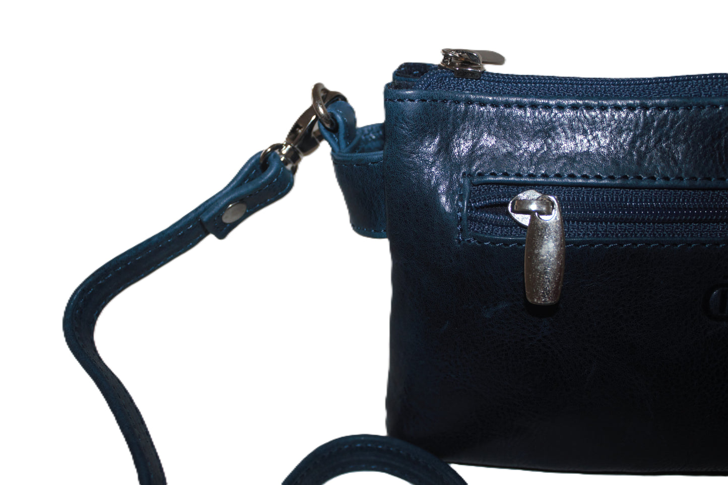 Leren dames tas / Schoudertasje blauw / festival tasje Holiday / leder 256BLUE