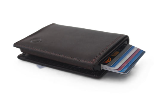 Luxe portemonnee met Figuretta Kaarthouder zonder muntgeld vak / Bruin / 145A Crunch