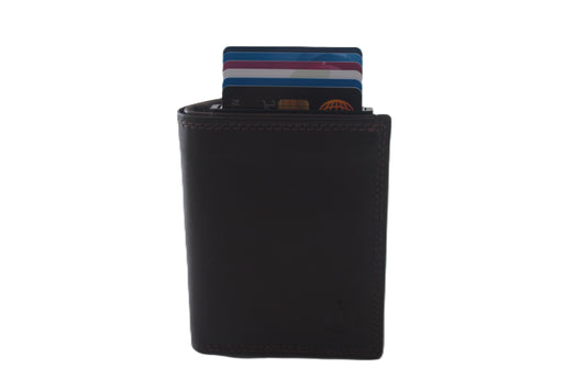 Luxe portemonnee met Figuretta Kaarthouder zonder muntgeld vak / Zwart / 145A Crunch