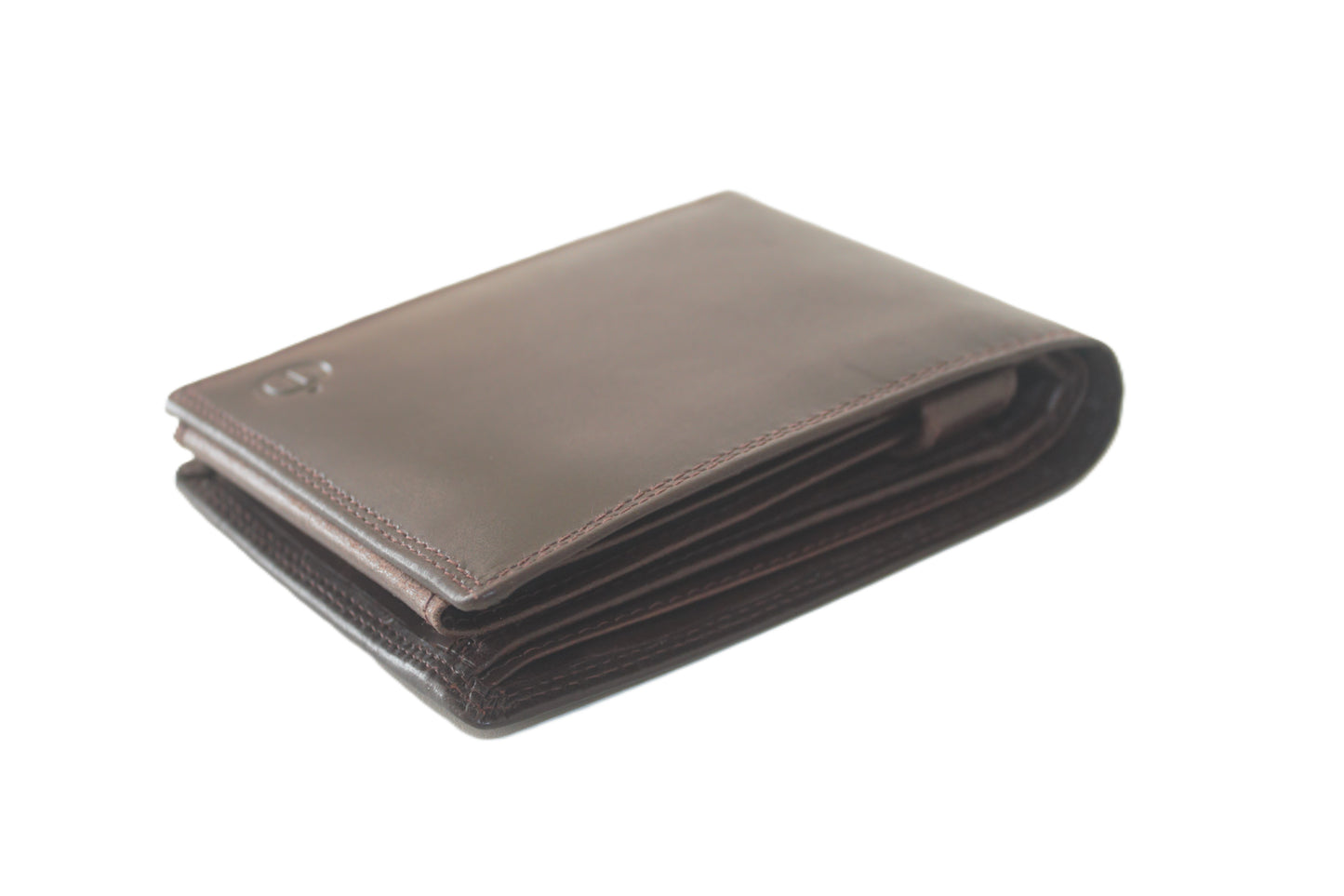 Luxe OI leren heren billfold / portemonnee laag model / anti skim / 102 Crunch Bruin