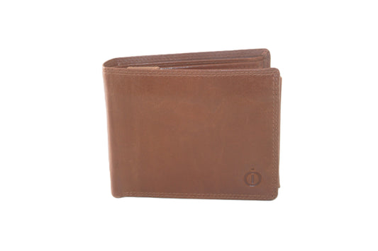 OI LUXE cognac bruine leren heren portemonnee / klassieke billfold laag model voor veel pasjes / complete portemonnee voor veel pasjes standaard model / anti skim / cognac / 102Cognac CRUNCH