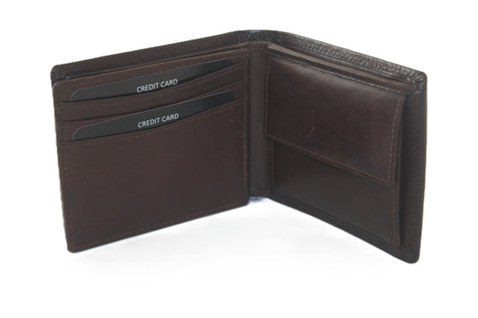 OI bruine luxe lederen kleine heren portemonnee / compacte billfold / klein leren beursje / RFID SAFE / zwart leer / 101Brown CRUNCH