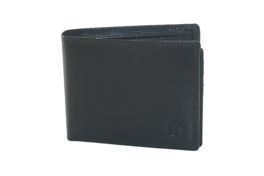 OI zwarte luxe lederen kleine heren portemonnee / compacte billfold / klein leren beursje / RFID SAFE / zwart leer / 101Black CRUNCH