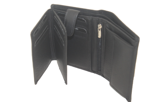 OI zwarte lederen heren portemonnee voor heel veel pasjes / zwarte billfold hoog model 17 Pasjes / heren beurs / anti skim / zwart leer / 108