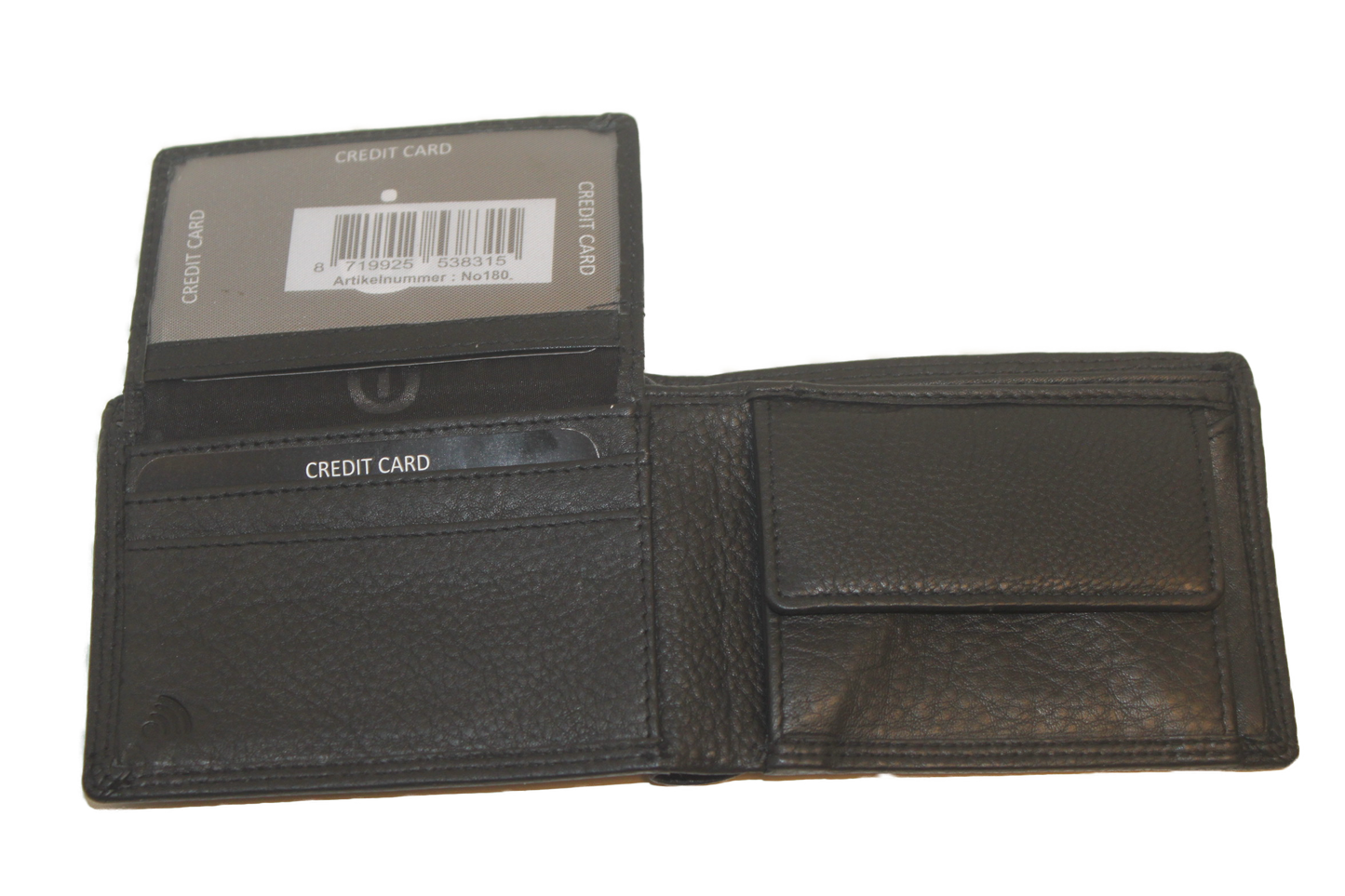 OI Heren Billfold / leren portemonnee klein en laag / RFID protected / zwart 180
