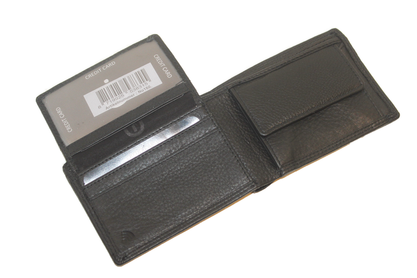 OI Heren Billfold / leren portemonnee klein en laag / RFID protected / zwart 180
