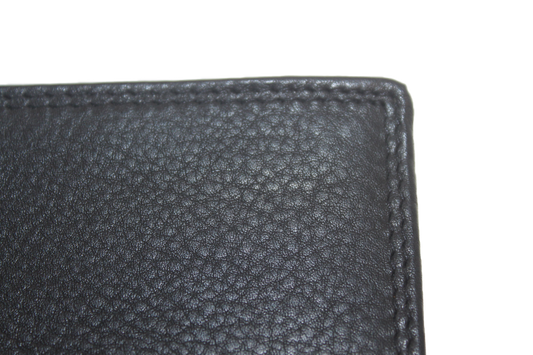 OI zwarte leren heren portemonnee klep omhoog en klep omlaag / zwarte billfold laag model veel pasjes / platte heren beurs / anti skim / zwart leer / 110