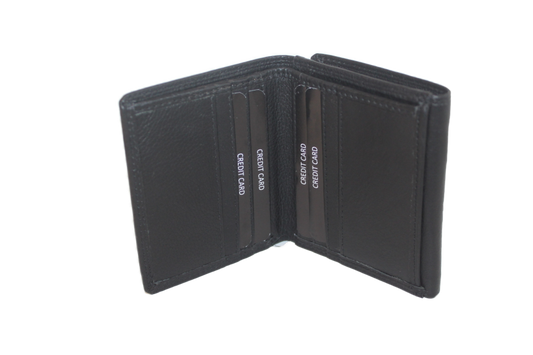 OI Creditcardhouder dubbel / leren pasjesmapje dubbelzijdig / zwart leder / anti skim 226