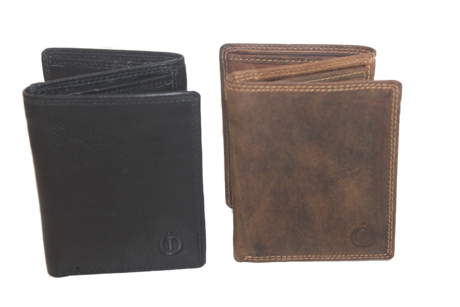 OI Creditcardhouder dubbel / leren pasjesmapje dubbelzijdig / zwart leder / anti skim 226