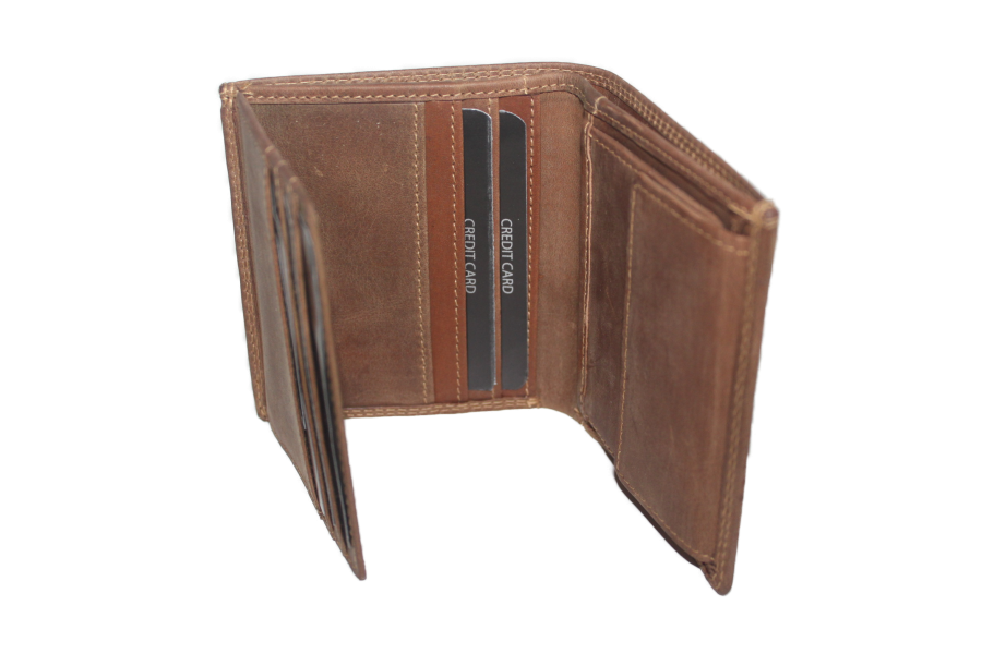 OI Kleine leren billfold / hoge heren portemonnee / RFID safe / Hunter bruin 179H