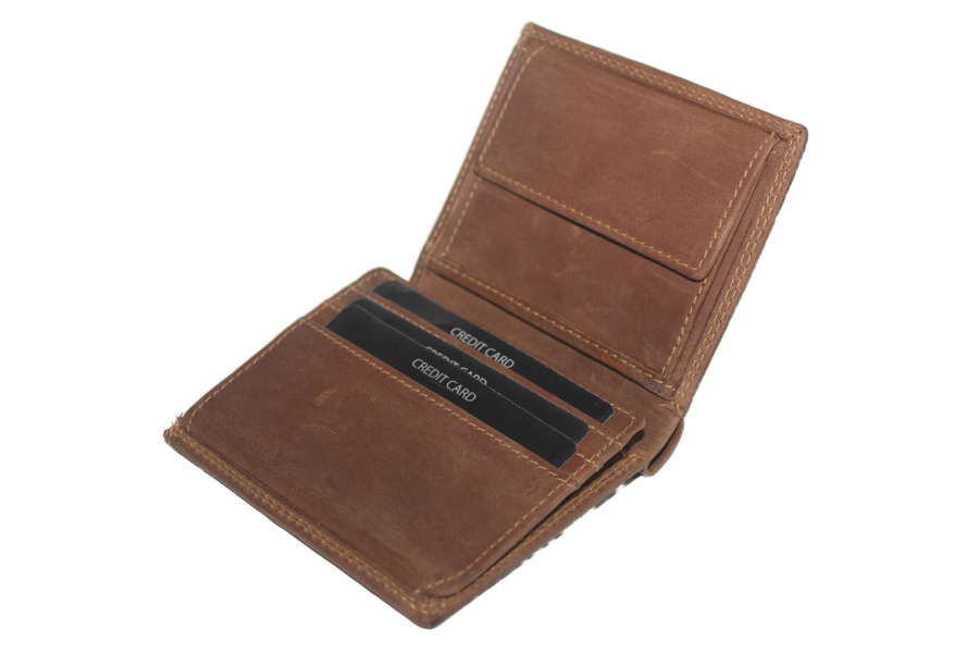 OI Kleine leren billfold / hoge heren portemonnee / RFID safe / Hunter bruin 179H