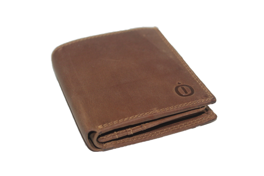 OI Kleine leren billfold / hoge heren portemonnee / RFID safe / Hunter bruin 179H