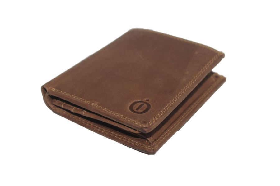 OI Kleine leren billfold / hoge heren portemonnee / RFID safe / Hunter bruin 179H