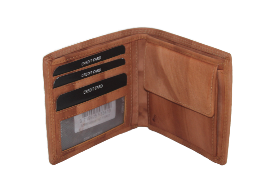 OI Billfold Laag 4 + 4 creditcards / anti skim / camel/cognac 116ROT