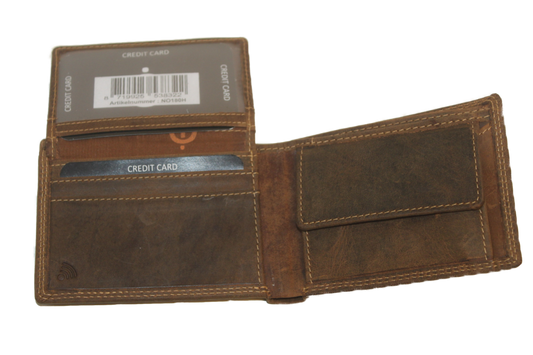 OI Hunter bruine leren heren portemonneetje Duits model / zeer kleine en lage billfold / mini beursje / RFID protected / Hunter bruin / 180H