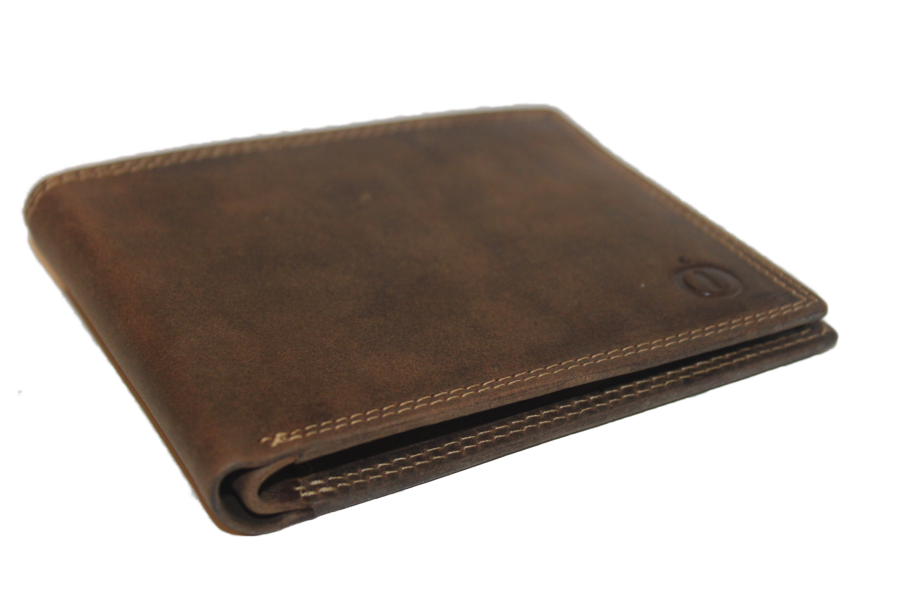 OI leren Billfold zonder kleingeld vak / extra dunne heren portemonnee van leer / skim veilig / Hun ter bruin 231H