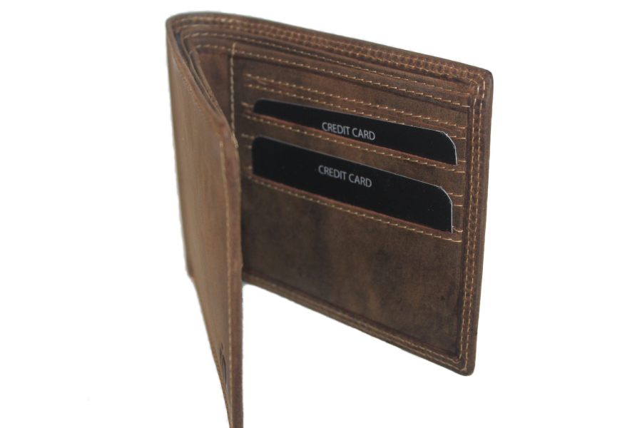 OI leren Billfold zonder kleingeld vak / extra dunne heren portemonnee van leer / skim veilig / Hun ter bruin 231H