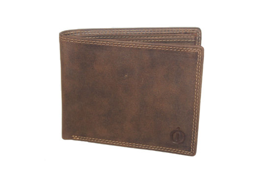 OI leren Billfold zonder kleingeld vak / extra dunne heren portemonnee van leer / skim veilig / Hun ter bruin 231H