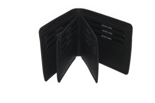 OI leren Creditcardhouder en biljetten / billfold voor veel pasjes, geen kleingeld / Anti skim / zwart leer230