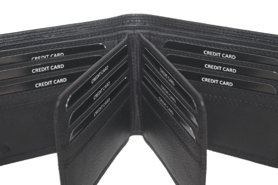 OI leren Creditcardhouder en biljetten / billfold voor veel pasjes, geen kleingeld / Anti skim / zwart leer230