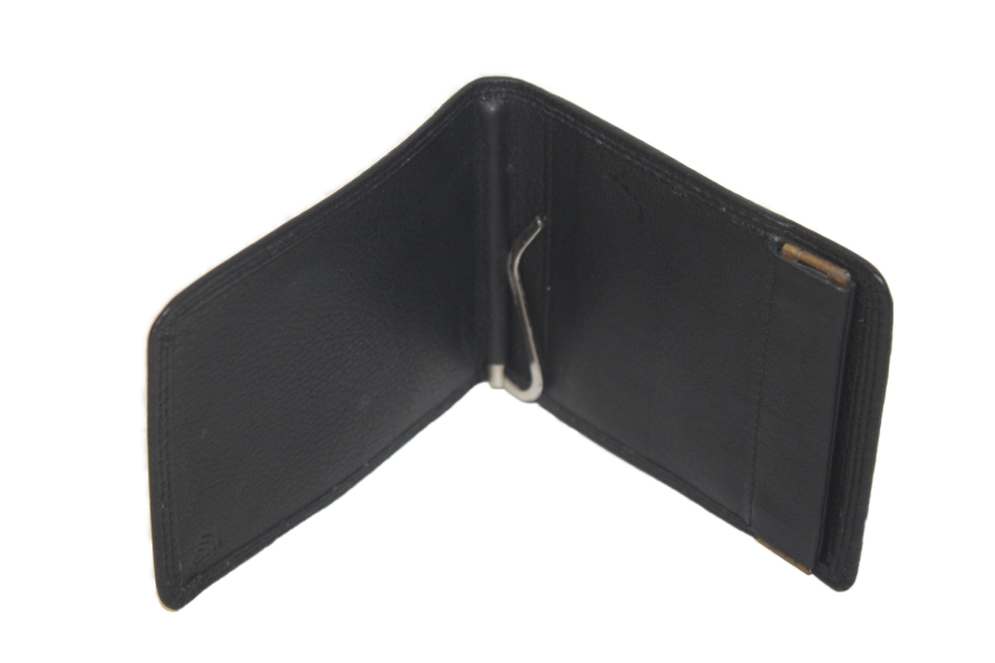 OI leren Dollarclip met klappertje voor kleingeld / billfold met geldclip en knijpbeursje 247