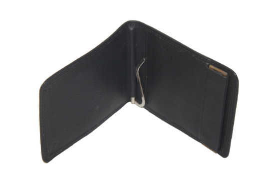 OI leren Dollarclip met klappertje voor kleingeld / billfold met geldclip en knijpbeursje 247