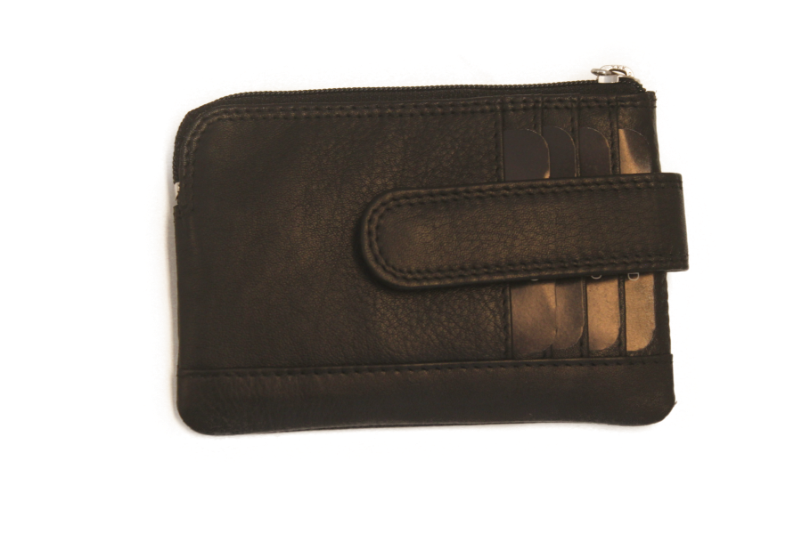 OI leren Sleutelbeursje / pasjeshouder / sleuteletui / zwart leer 280