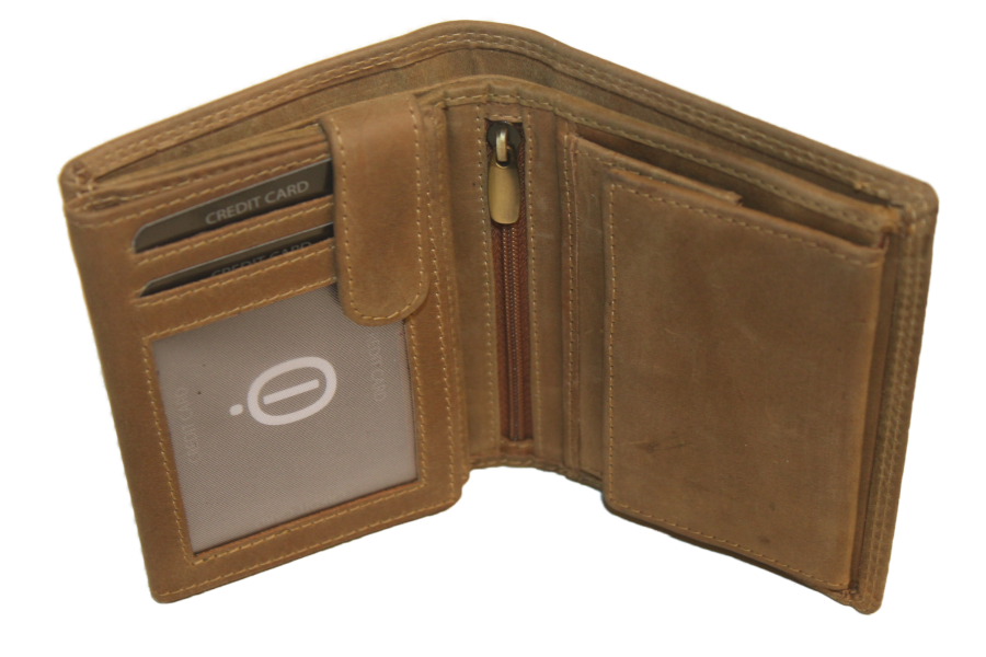 OI Hoog model billfold met wiener schachtel uitgebreid, vierkant muntgeld vakje / Hunter 149H
