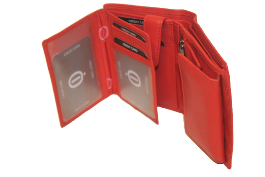 OI Hoog model billfold met wiener schachtel uitgebreid, vierkant muntgeld vakje, rood 149R